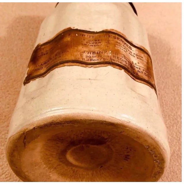 Antique American Glass Condiment Container With Glass Lid and Iron Latch Original Label Still Attached H J Heinz Co. Label Dated 1906 For Sale - Image 10 of 13