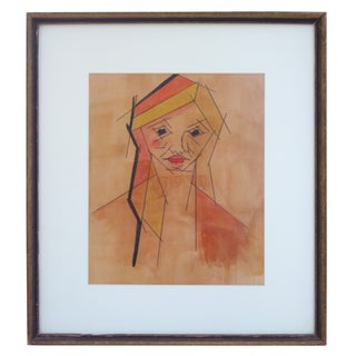 Framed Cubist Portrait For Sale