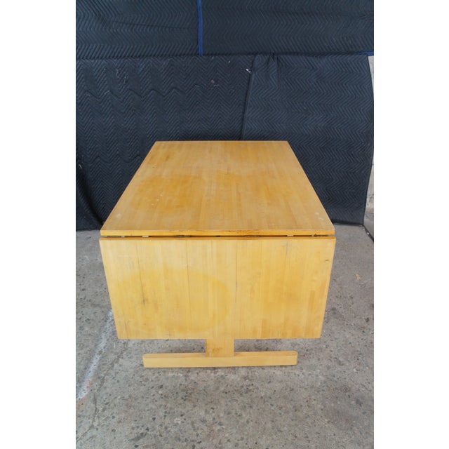 Mid Century Modern Beech Drop Leaf Dining Breakfast Conference Table For Sale - Image 9 of 13