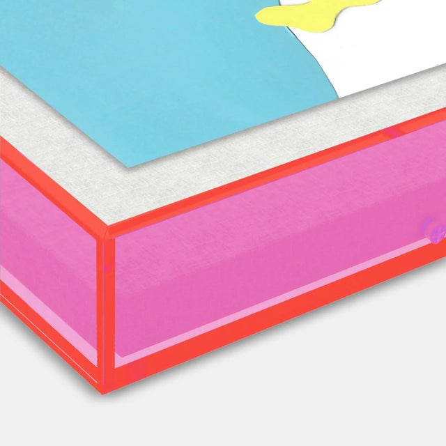 Contemporary Portrait of a Woman by Virginia Chamlee in Neon Pink Acrylic Shadowbox, Small Art Print For Sale - Image 3 of 4