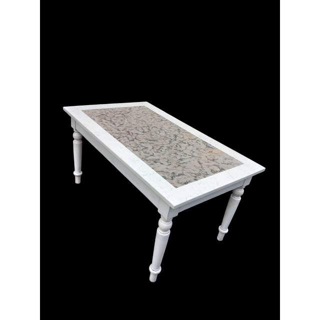 Wood Antique Table with Marble, 1890s For Sale - Image 7 of 9