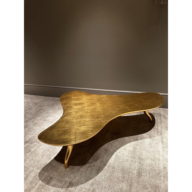 Contemporary Christopher Guy Tripod Gold Leaf Coffee Table For Sale - Image 3 of 4