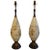 Glass Pair of Hollywood Regency Gerald Thurston Style Gilt Decorated Glass Lamps For Sale - Image 7 of 8