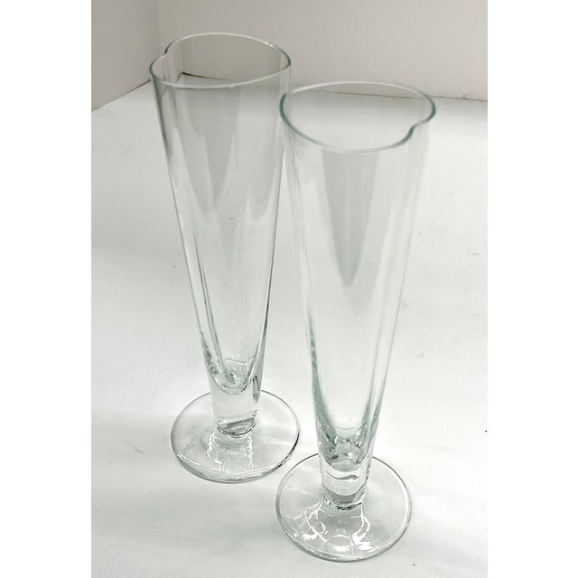 Set of Vintage Heart Glass Couples Wedding Champagne Flutes For Sale In Detroit - Image 6 of 8