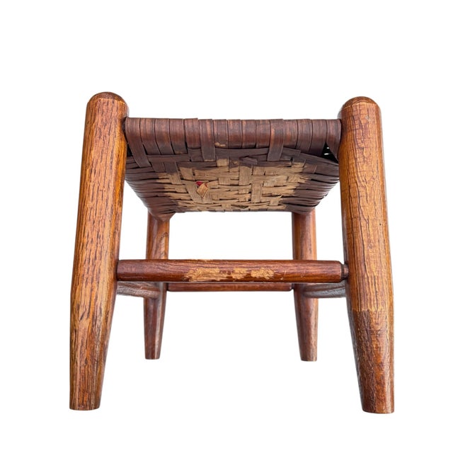 Wood Primitive Shaker Splint Cane Footstool For Sale - Image 7 of 7
