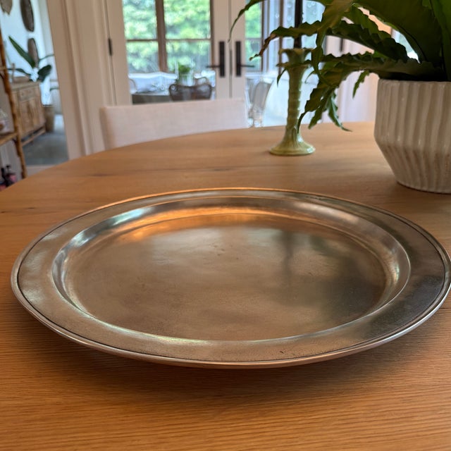Large Handmade Round Pewter Platter by Match 1995 For Sale - Image 11 of 11