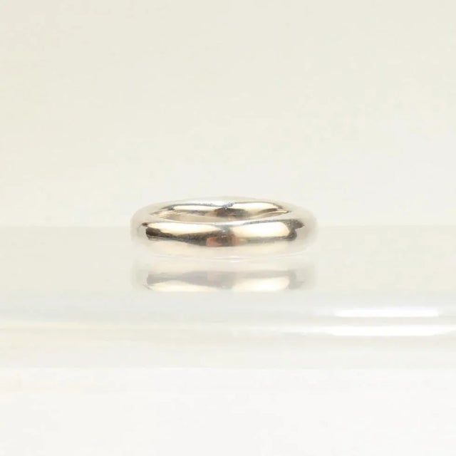 Metal Vintage Signed Wesley Emmons High Profile Modernist Sterling Silver & Pearl Ring Size 5.5 For Sale - Image 7 of 8