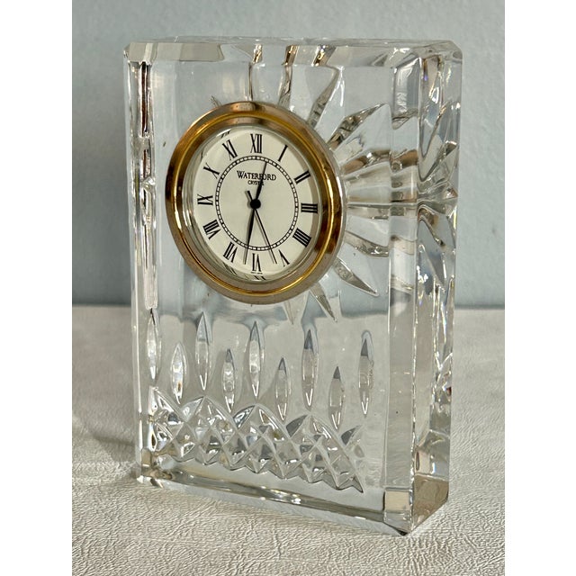 Glass Vtg. Waterford Crystal Lismore Desk Table Vanity Clock For Sale - Image 7 of 11