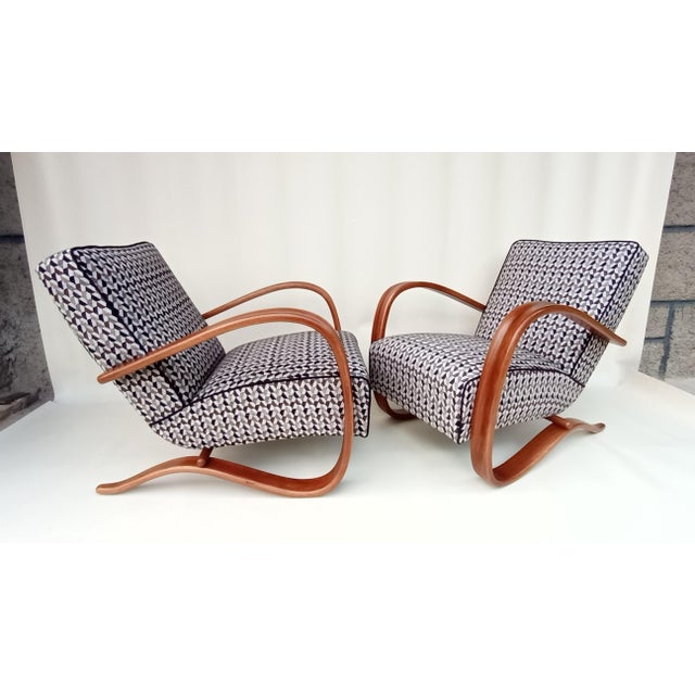 Beautiful, iconic H-269 armchairs from the famous designer Jindřich Halabala. This model is also exhibited at the Museum...