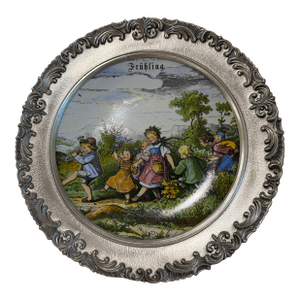 1980s Pewter and Porcelain Season Plate