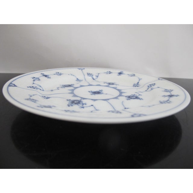 Royal Copenhagen Royal Copenhagen 180 Denmark Plain Blue Fluted 6 3/4" Dessert Plate Dish Pair For Sale - Image 4 of 6