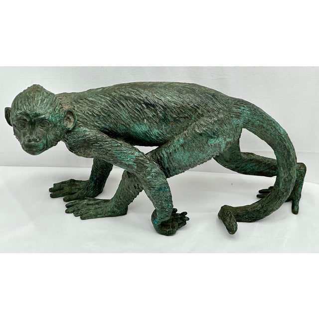 Figurative Great Looking & Decorative Vintage Mid Century Posing Monkey Figure - Heavy Solid Cast Bronze For Sale - Image 3 of 18