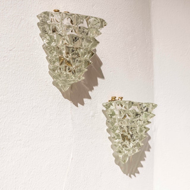 Vintage Italian Wall Lights by Ercole Barovier for Barovier & Toso, 1930s, Set of 2, in Very Good conditions. Designed...