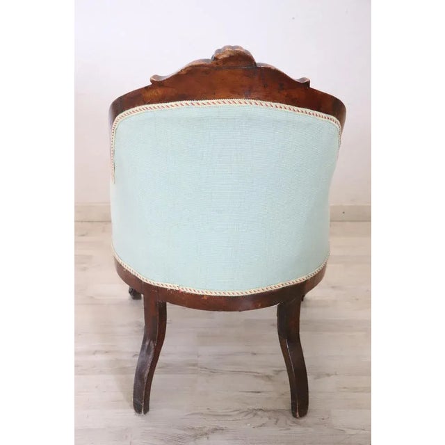 Mid-19th Century Upholstered Walnut Armchair For Sale - Image 4 of 9