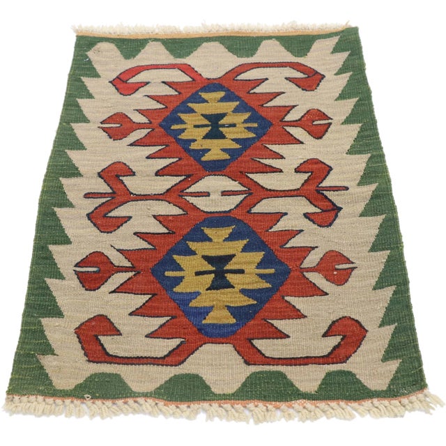 Tribal Vintage Persian Shiraz Kilim Rug - 01'10 X 02'09 For Sale - Image 3 of 9