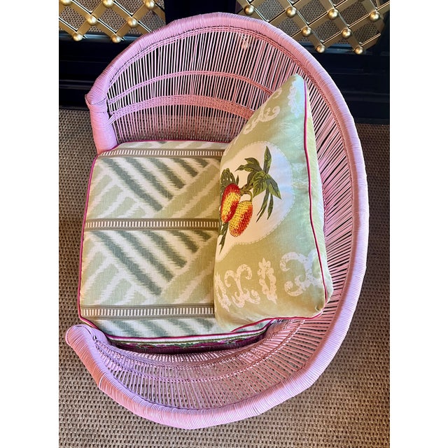 Pair of Pink Wicker Chairs Palm Beach Style For Sale - Image 9 of 14