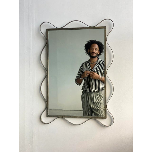 Vintage Large-Scale Iron Undulating Frame Mirror, Circa 1950s For Sale - Image 12 of 12