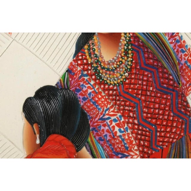 Wood Modern Folk Art Painting Women Indigenous Clothing For Sale - Image 7 of 11