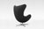 Fritz Hansen Vintage Egg Chair in Black Leather by Arne Jacobsen for Fritz Hansen, 1950s For Sale - Image 4 of 8