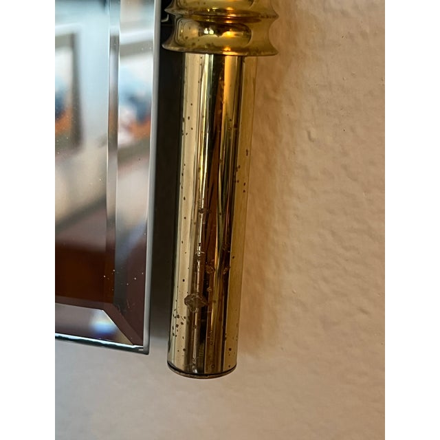 Vintage Mid Century Modern Solid Brass Wall Mirror 1970s Postmodern 80s For Sale - Image 10 of 11