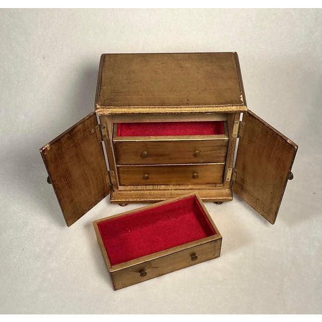 Vintage Gold-Gilt Wooden Music Box Cabinet With Ballerina Paintings, Mid 20th Century For Sale In Greenville, SC - Image 6 of 12