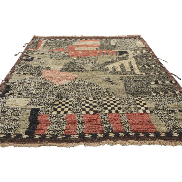 Bauhaus Moroccan Style Rug, 04'02 X 06'05 For Sale - Image 3 of 10