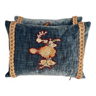 Pair Is Custom Appliqué Pillows by Mla For Sale
