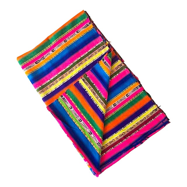 Vintage Guatemalan Textile in Bright Colors With Jaspe Ikat Detail, Just Under 3 Yards For Sale