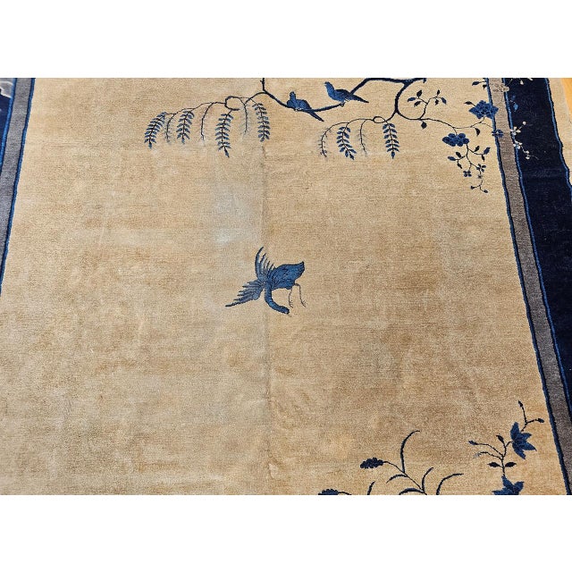 Antique Chinese Peking Rug, Hand-Knotted Wool Pile, Tan Field, 10' x 13' For Sale - Image 12 of 18