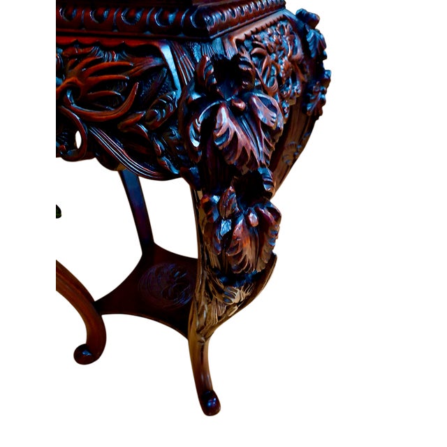 Wood Chinese Carved Rosewood Pedestal or Side Table For Sale - Image 7 of 14
