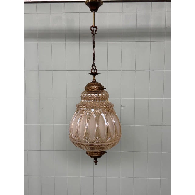 Italian Pendant Chandelier in Glass and Brass, 1970s For Sale - Image 13 of 13