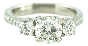 1990s Preowned Michael Beaudry Platinum Gia Certified Diamond Ring Size 4.5