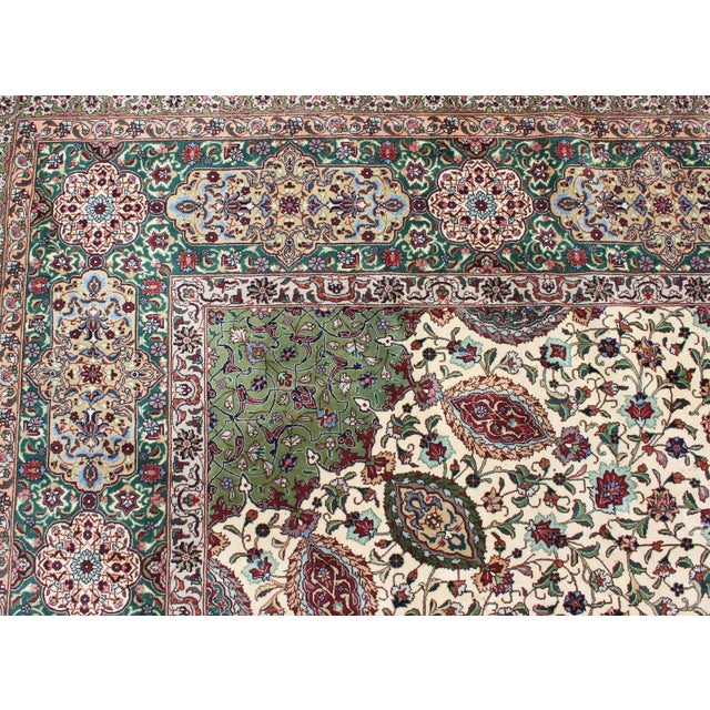 Large Vintage Persian Fine Tabriz Rug With Floral Medallion Design 13 X 19'9 For Sale - Image 12 of 15