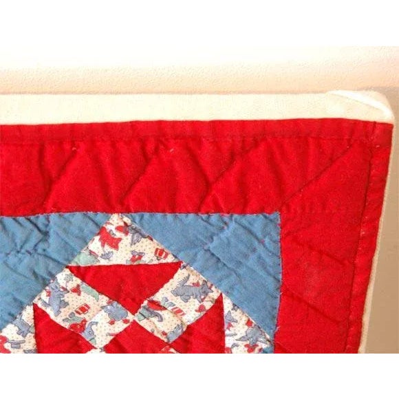 Red 1930s Red, White and Blue Doll Quilt For Sale - Image 8 of 10