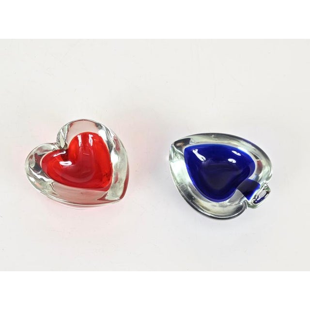 Sommerso Murano Glass Heart and Spade Ashtrays by Flavio Poli, Italy, 1960s, Set of 2 For Sale - Image 11 of 13
