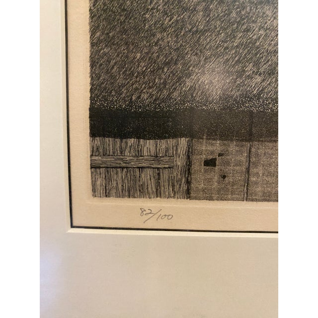 Ryohei Tanaka 1974 Signed Etching Japanese Aquatint Roofs of Hida No 5 Framed For Sale In San Francisco - Image 6 of 11