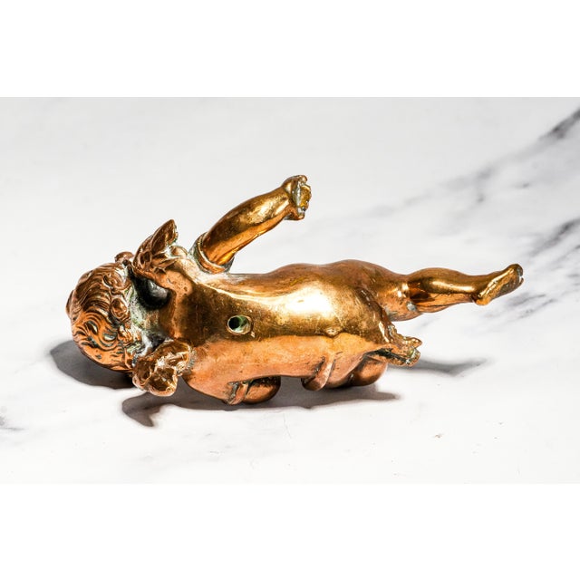 Heavy Classical Figurine Vintage Solid Metal Cherub Putti With Bird Sculpture Paperweight Home Decor Art For Sale - Image 12 of 13
