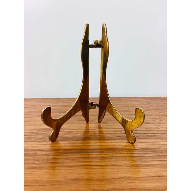 Brass Vintage Pair of Solid Brass Hinged Plate / Art Display Easel For Sale - Image 8 of 9