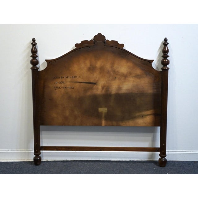 Late 20th Century Stanley Furniture Solid Walnut Italian Provincial Queen Size Headboard 33913-141-47815 For Sale - Image 5 of 6