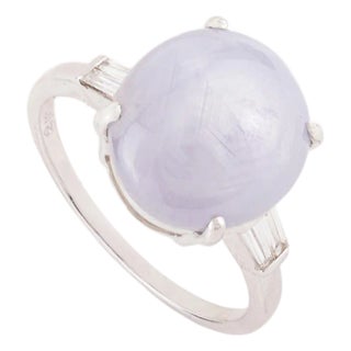 8.5ct Cabochon Star Sapphire & Baguette Diamond Cocktail Ring Size 4 in 14k Gold For Sale