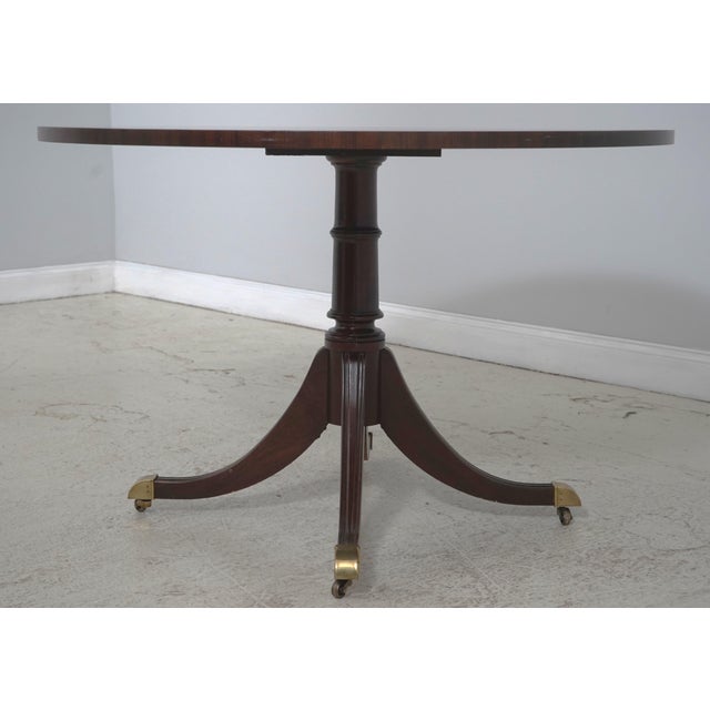 Age: Approx: 30 Years Old Details: Nice Inlay Work Throughout Duncan Phyfe Pedestal Base Traditional Style Brass Capped...