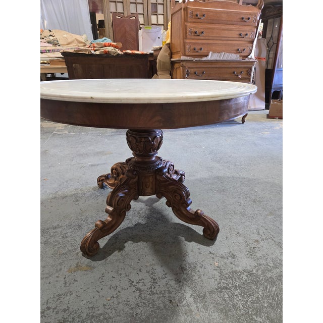Late 19th Century Rococo Revival Marble-Top Center Table For Sale - Image 4 of 14
