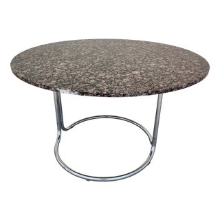 Round Dining Table in Granite and Chrome from Giotto Stoppino, 1970s For Sale