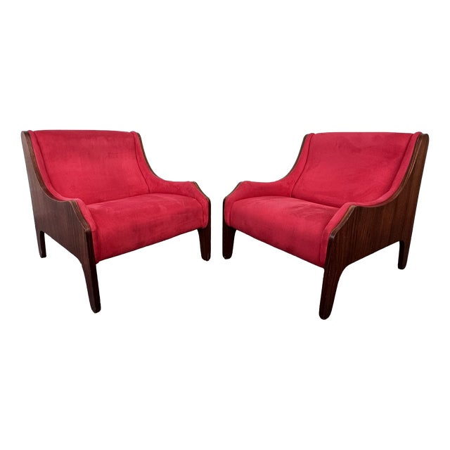 Rosewood Armchairs in the style of Zanuso for Arflex, 1960s, Set of 2 For Sale