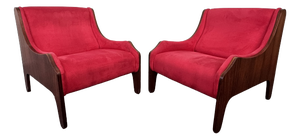 Rosewood Armchairs in the style of Zanuso for Arflex, 1960s, Set of 2