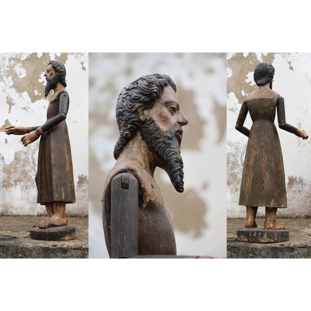 18th Century Baroque Santos Sculpture With Articulated Arms, Portuguese For Sale - Image 6 of 13