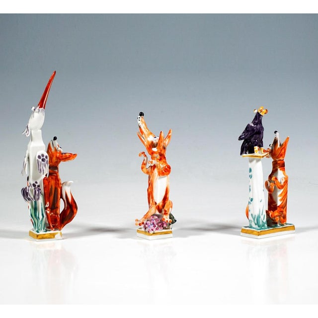 Fox Figurines by Peter Strang for Meissen after Aesop, 1998, Set of 3 For Sale - Image 3 of 6