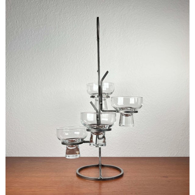 Vintage Danish Candleholder in Wrought Iron and Glass, 1970s For Sale - Image 4 of 12