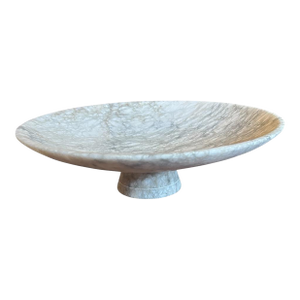 Vintage Italian Gray Veined Alabaster Marble Compote Tazza