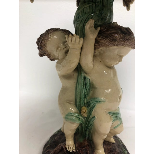 Antique Majolica Cherub Pedestal Centerpiece For Sale In Richmond - Image 6 of 9
